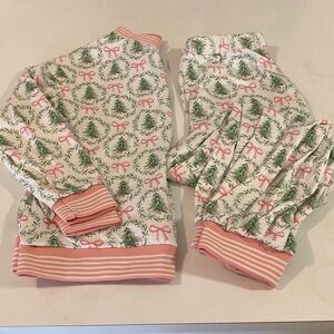 Christmas tree and bow long sleeve pijama pant set